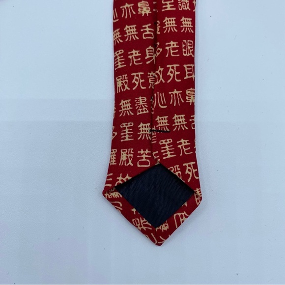 Kai Long Hand Made 100% Silk Tie Red Gold Chinese Characters New Year Good Luck - Picture 5 of 8